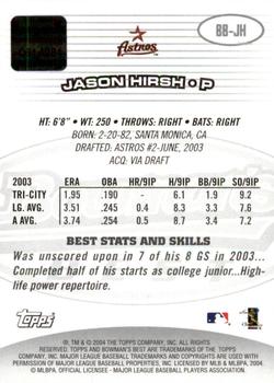 2004 Bowman's Best #BB-JH Jason Hirsh Back
