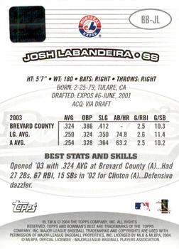 2004 Bowman's Best #BB-JL Josh Labandeira Back