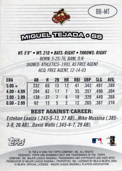 2004 Bowman's Best #BB-MT Miguel Tejada Back