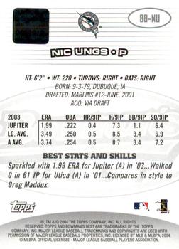 2004 Bowman's Best #BB-NU Nic Ungs Back
