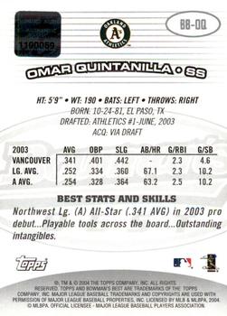 2004 Bowman's Best #BB-OQ Omar Quintanilla Back