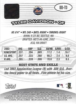 2004 Bowman's Best #BB-TD Tyler Davidson Back