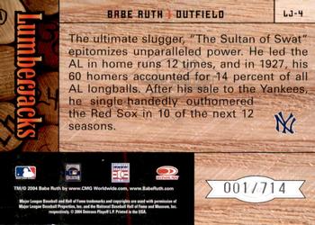 2004 Leaf Limited - Lumberjacks #LJ-4 Babe Ruth Back