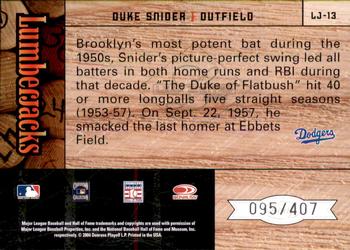 2004 Leaf Limited - Lumberjacks #LJ-13 Duke Snider Back