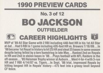 1990 Donruss - Previews #3 Bo Jackson Back