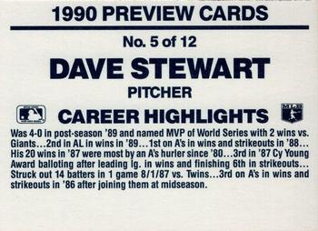 1990 Donruss - Previews #5 Dave Stewart Back