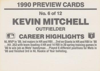 1990 Donruss - Previews #6 Kevin Mitchell Back