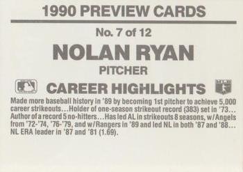 1990 Donruss - Previews #7 Nolan Ryan Back