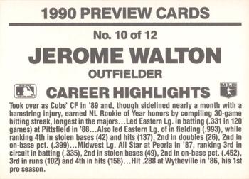 1990 Donruss - Previews #10 Jerome Walton Back
