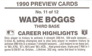 1990 Donruss - Previews #11 Wade Boggs Back