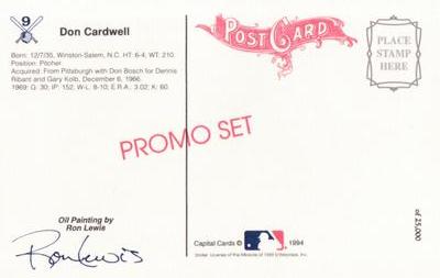 1994 Ron Lewis 1969 New York Mets 25th Anniversary Postcards #9 Don Cardwell Back