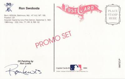 1994 Ron Lewis 1969 New York Mets 25th Anniversary Postcards #30 Ron Swoboda Back