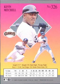 1991 Ultra #326 Kevin Mitchell Back