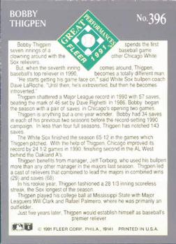 1991 Ultra #396 Bobby Thigpen Back