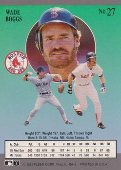 1991 Ultra #27 Wade Boggs Back