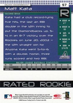 2004 Donruss #57 Matt Kata Back