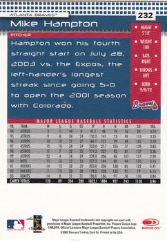2004 Donruss #232 Mike Hampton Back