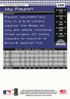 2004 Donruss #258 Jay Payton Back