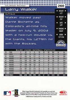 2004 Donruss #260 Larry Walker Back