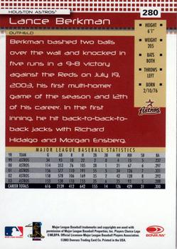 2004 Donruss #280 Lance Berkman Back