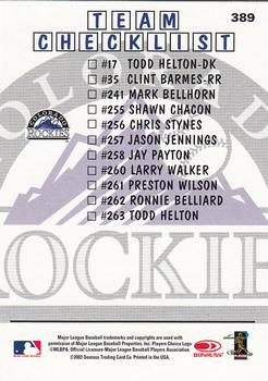 2004 Donruss #389 Todd Helton Back