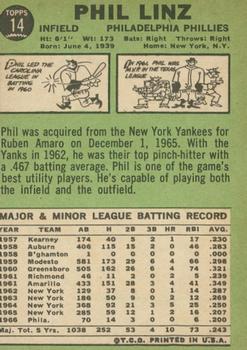 2016 Topps Heritage - 50th Anniversary Buybacks #14 Phil Linz Back