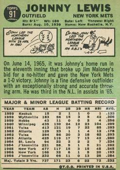2016 Topps Heritage - 50th Anniversary Buybacks #91 Johnny Lewis Back