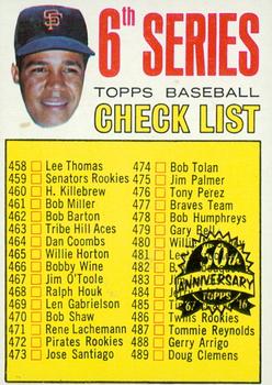 2016 Topps Heritage - 50th Anniversary Buybacks #454 6th Series Checklist: 458-533 Front