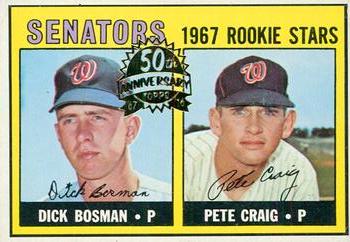 2016 Topps Heritage - 50th Anniversary Buybacks #459 Senators 1967 Rookie Stars (Dick Bosman / Pete Craig) Front