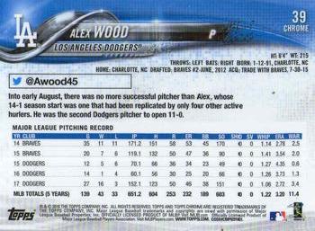 2018 Topps Chrome #39 Alex Wood Back