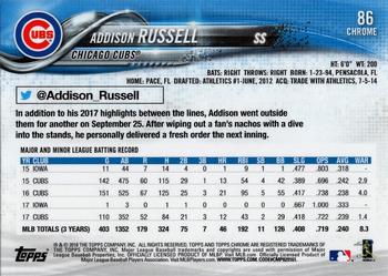 2018 Topps Chrome #86 Addison Russell Back