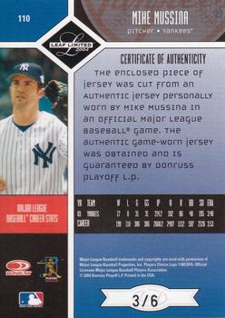 2004 Leaf Limited - Threads Button #110 Mike Mussina Back