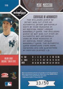 2004 Leaf Limited - TNT #110 Mike Mussina Back