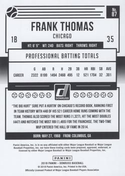 2018 Donruss - Teal #87 Frank Thomas Back