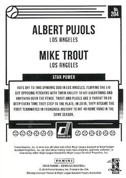 2018 Donruss - Teal #204 Albert Pujols / Mike Trout Back