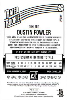 2018 Donruss - Gold Press Proof #50 Dustin Fowler Back