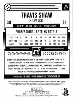 2018 Donruss - Gold Press Proof #137 Travis Shaw Back