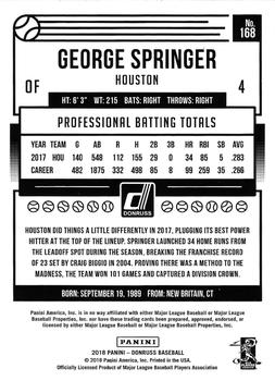 2018 Donruss - Gold Press Proof #168 George Springer Back