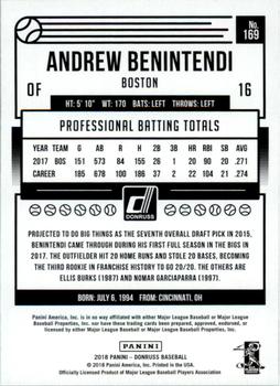 2018 Donruss - Gold Press Proof #169 Andrew Benintendi Back