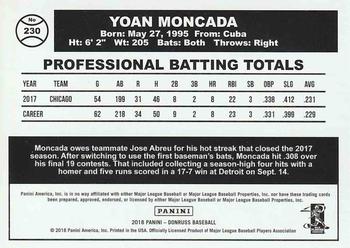 2018 Donruss - Gold Press Proof #230 Yoan Moncada Back