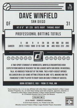 2018 Donruss - Mother's Day Ribbon #112 Dave Winfield Back