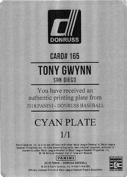 2018 Donruss - Printing Plates Cyan #165 Tony Gwynn Back