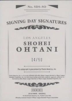 2018 Donruss - Shohei Ohtani Signing Day Signatures #SDS-SO Shohei Ohtani Back