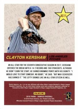 2018 Donruss - All-Stars Red #AS11 Clayton Kershaw Back