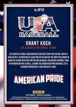 2018 Donruss - American Pride #AP18 Grant Koch Back