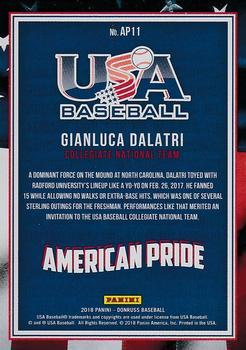2018 Donruss - American Pride Crystal #AP11 Gianluca Dalatri Back