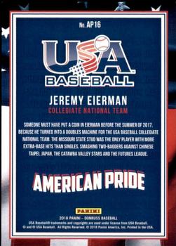 2018 Donruss - American Pride Blue #AP16 Jeremy Eierman Back