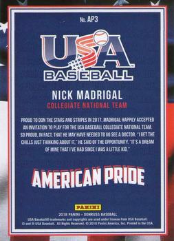 2018 Donruss - American Pride Gold #AP3 Nick Madrigal Back