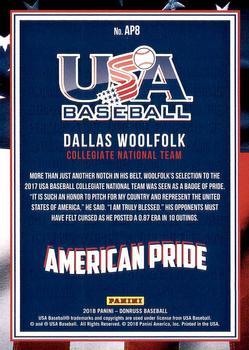 2018 Donruss - American Pride Gold #AP8 Dallas Woolfolk Back