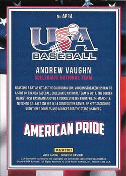 2018 Donruss - American Pride Gold #AP14 Andrew Vaughn Back